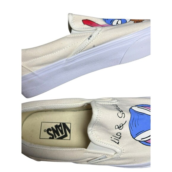 Lilo & Stitch Hand Painted Stitch Slip On White Vans White Women’s 9‎  Slip On - Picture 4 of 10